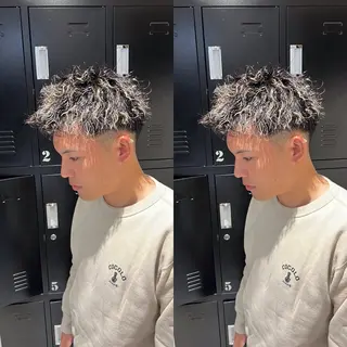 カラー パーマ メンズ センターパート ／植田のヘアスタイル