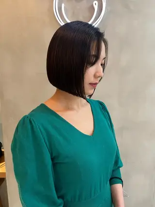 ミディアム ボブ&透明感カラー ♡TOMOEのヘアスタイル
