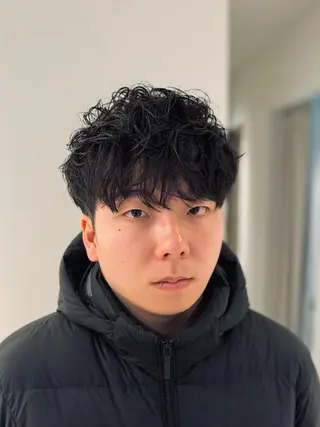 ショート パーマ メンズ スパイキーショート 大人パーマ 丸山のヘアスタイル