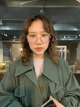 ミディアム カラー パーマ 表参道/髪質改善・ 透明感 colorのヘアスタイル