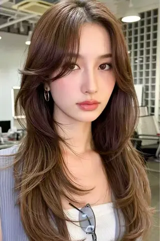 セミロング JOY187 inYU1L所属・韓国レイヤーカット SAKI🧸のヘアスタイル