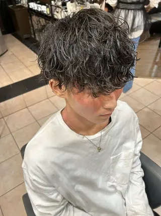 ミディアム パーマ メンズ 大阪/梅田/シャドウ パーマ/ノボリユウタのヘアスタイル