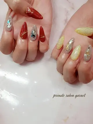 ネイル ロング Garnet nailのネイルデザイン