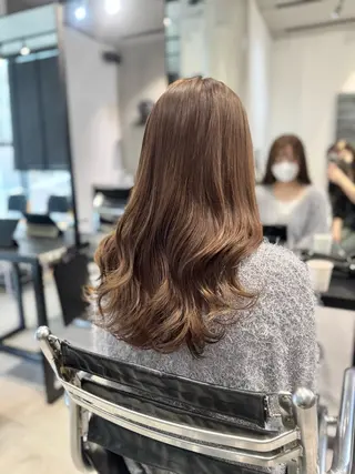 セミロング カラー パーマ ヘアアレンジ 透明感/オリーブ/ グレージュ/YUKAのヘアスタイル