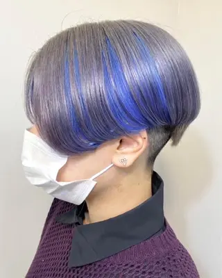 ショート カラー ブリーチ毛対応酸性 ストレート🌈サキのヘアスタイル