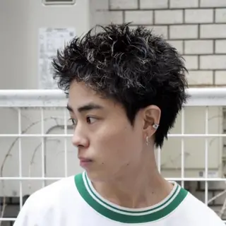 ショート パーマ メンズ GLANZ天神赤坂 メンズサロンのヘアスタイル