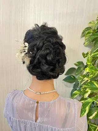 セミロング ヘアアレンジ きむえり/髪質改善 /セット/カラーのヘアスタイル