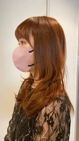 ロング カラー Aust hair Stella新宿所属・Yuki☺︎パーマ レイヤーカットのヘアスタイル