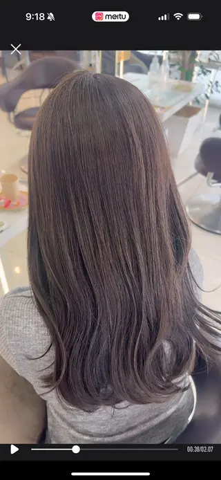 ロング カラー 透明感|ストレート| クロスパーマ|はるかのヘアスタイル