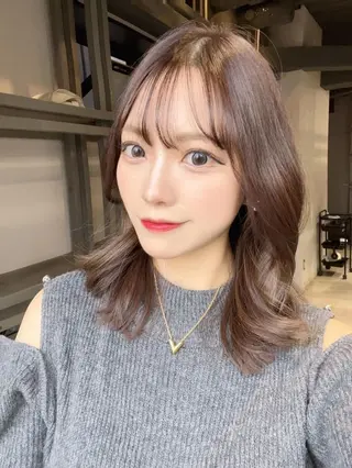 ミディアム カラー ベージュ/グレージュ 恵比寿/丸山陽平のヘアスタイル