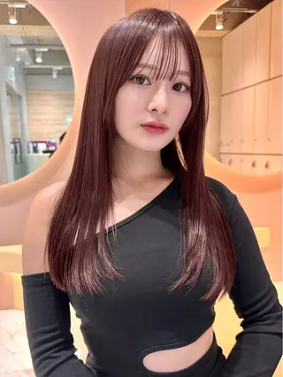 セミロング カラー 美髪矯正 ブリーチな しダブル🍒❤ゆうきのヘアスタイル