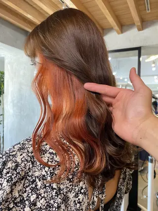 ロング カラー ヘアアレンジ 切りっぱなしボブ/ デザインカラー店長のヘアスタイル