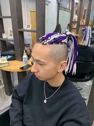 ミディアム ヘアアレンジ メンズ Lehua   (レフア)所属・MEI/ブレイズ/ コーンロウ/茅ヶ崎のヘアスタイル