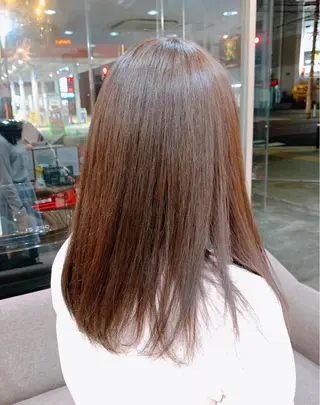 セミロング カラー 脱白髪染め美容師 竹内涼乃のヘアスタイル