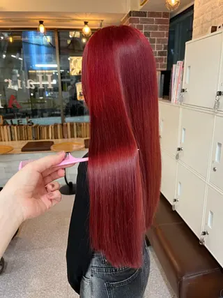 ロング カラー エクステ ハイトーン 💭黒崎ハルカのヘアスタイル