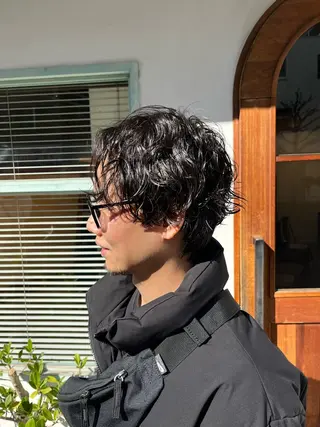 ミディアム パーマ メンズ 🟦メンズ特化🟦 たかしま　あさひのヘアスタイル