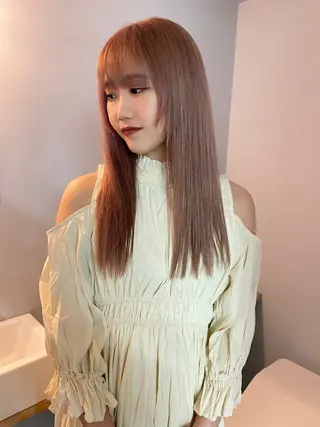 ロング カラー カットモデル/ ハイトーン/ゆうあのヘアスタイル