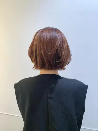 ミディアム カラー GO TODAY SHAiRE SALON 梅田店所属・赤み消しカラー/ボブ チャネリングカットのヘアスタイル