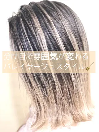 ミディアム カラー ケアブリーチ /髪質 改善/古橋圭史郎のヘアスタイル