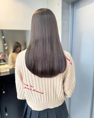 ロング カラー パーマ ヘアアレンジ 透明感/オリーブ/ グレージュ/YUKAのヘアスタイル