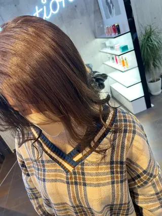 ミディアム カラー ミルクティーハイトー ン💖Mikaのヘアスタイル