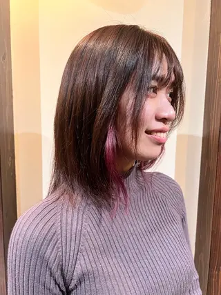 ミディアム カラー Luster Friends所属・まゆ | 艶カラー | ストレートのヘアスタイル