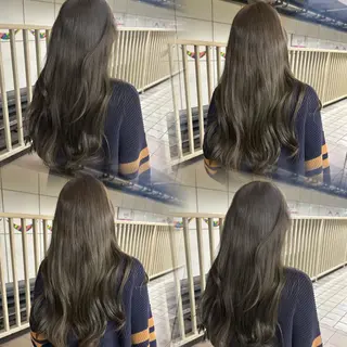 ロング カラー 心斎橋/縮毛矯正 /ブリーなしWカラーのヘアスタイル