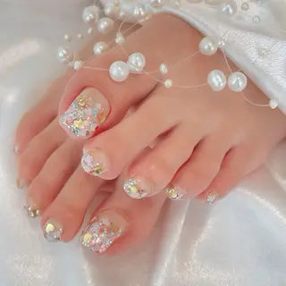 ネイル RAFFINE 月🦋🩵のネイルデザイン