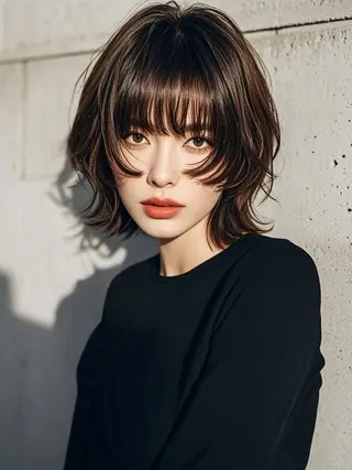 ミディアム ウルフカット 811 大阪梅田 ウルフのヘアスタイル