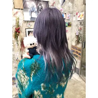 セミロング カラー 推しカラー✨ オタク美容師ユウカのヘアスタイル