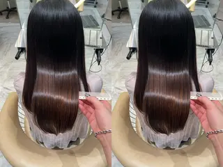 ロング ゆらんちょ/ブリーチ 無w/縮毛矯正/暖色のヘアスタイル