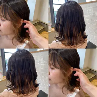 セミロング カラー 艶カラー/韓国顔周り 🎀mamiのヘアスタイル
