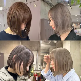 ミディアム カラー 岡本康平/ボブ /ブリーチ/レイヤーのヘアスタイル