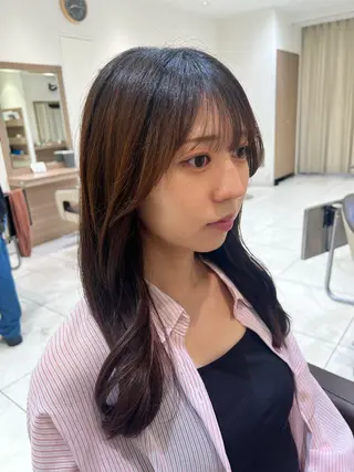 セミロング カラー 顔周り/韓国レイヤー junkaのヘアスタイル