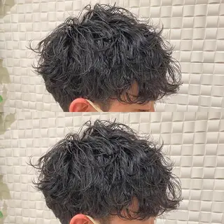 ミディアム 新宿メンズパーマ ヨモギダのヘアスタイル