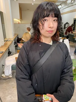 ミディアム カラー パーマ 森貴裕/ベージュ/ パーマ/オリーブのヘアスタイル