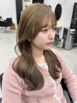 セミロング カラー ブリーチダブルカラー ハイライト/山本喜熙のヘアスタイル