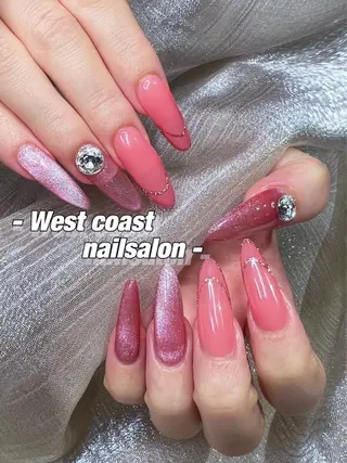 ネイル リボン、ガーリー パーツ放題専門店のネイルデザイン