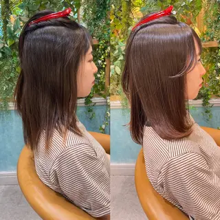 rina似合わせ レイヤー韓国カラーのヘアスタイル