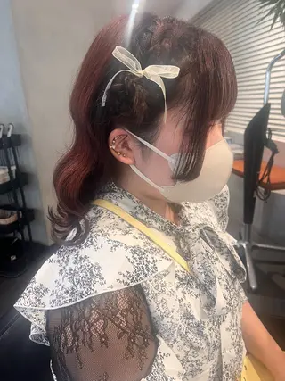 ミディアム ヘアアレンジ 顔まわり/暖色 可愛い特化🎀ゆうなのヘアスタイル