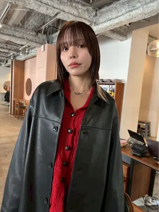 ミディアム カラー パーマ CEINE loqのヘアスタイル