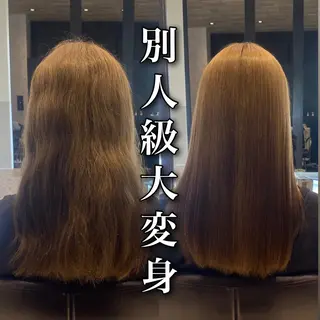 ロング 他店で断られた方歓迎 ブリーチ縮毛矯正のヘアスタイル