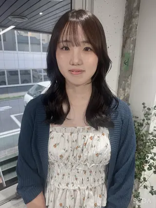 セミロング カラー anri🤍🎀 似合わせカットのヘアスタイル