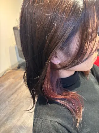 セミロング カラー ふじたしの/湘南台 ハイライト/カラーのヘアスタイル