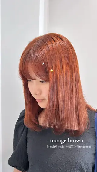 セミロング カラー 愛結 暖色カラー🎀🩰のヘアスタイル