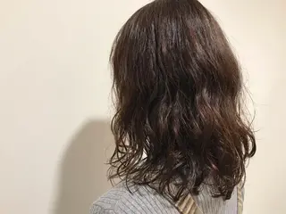 セミロング パーマ 暖色カラー🍊 ボブ🌿顔周りcutのヘアスタイル
