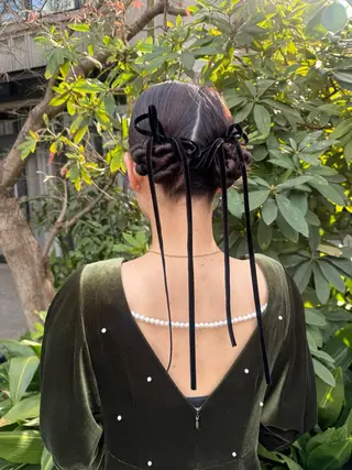 セミロング ヘアアレンジ 🎗️【ヘアセット 美眉】吉川玲🎗️のヘアスタイル