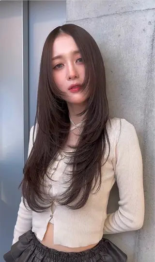 ロング カラー パーマ レイヤー/グレージュ 赤み消し/コウスケのヘアスタイル