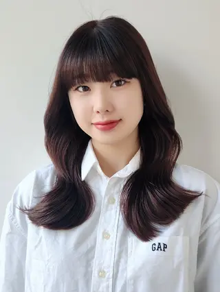 セミロング カラー Nanako。/韓国 ヘア/顔周りカットのヘアスタイル