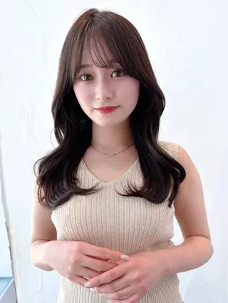 セミロング カラー 顔周り/くびれヘア 韓国ヘア💕風間るなのヘアスタイル